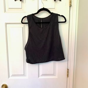 Black cropped jersey top